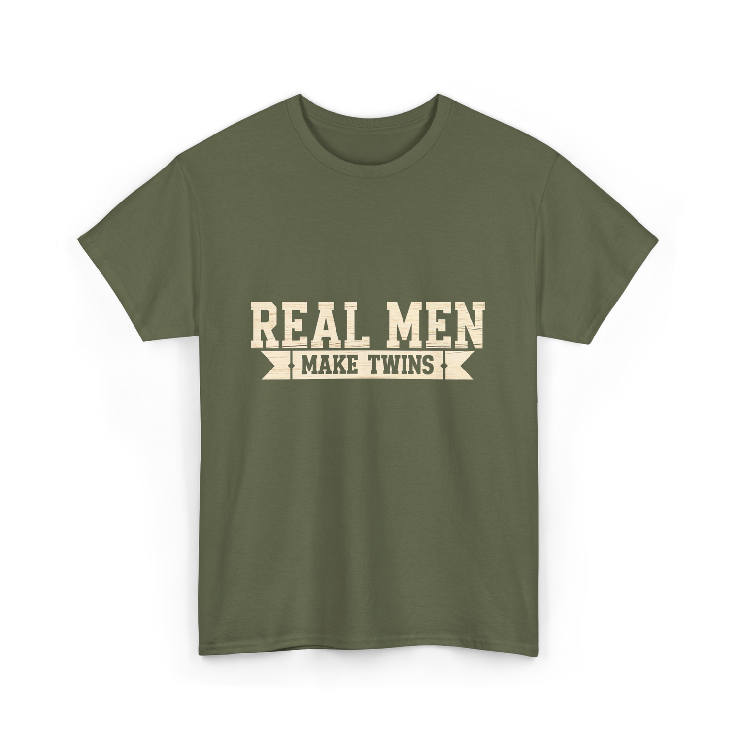 Real Men Make Twins Parenting T-Shirt - Military Green