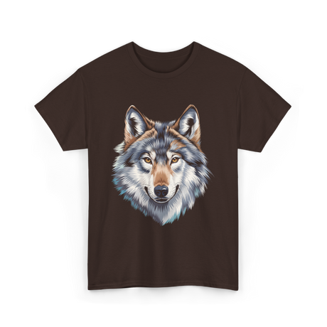Realistic White Wolf Animal T-Shirt - Dark Chocolate