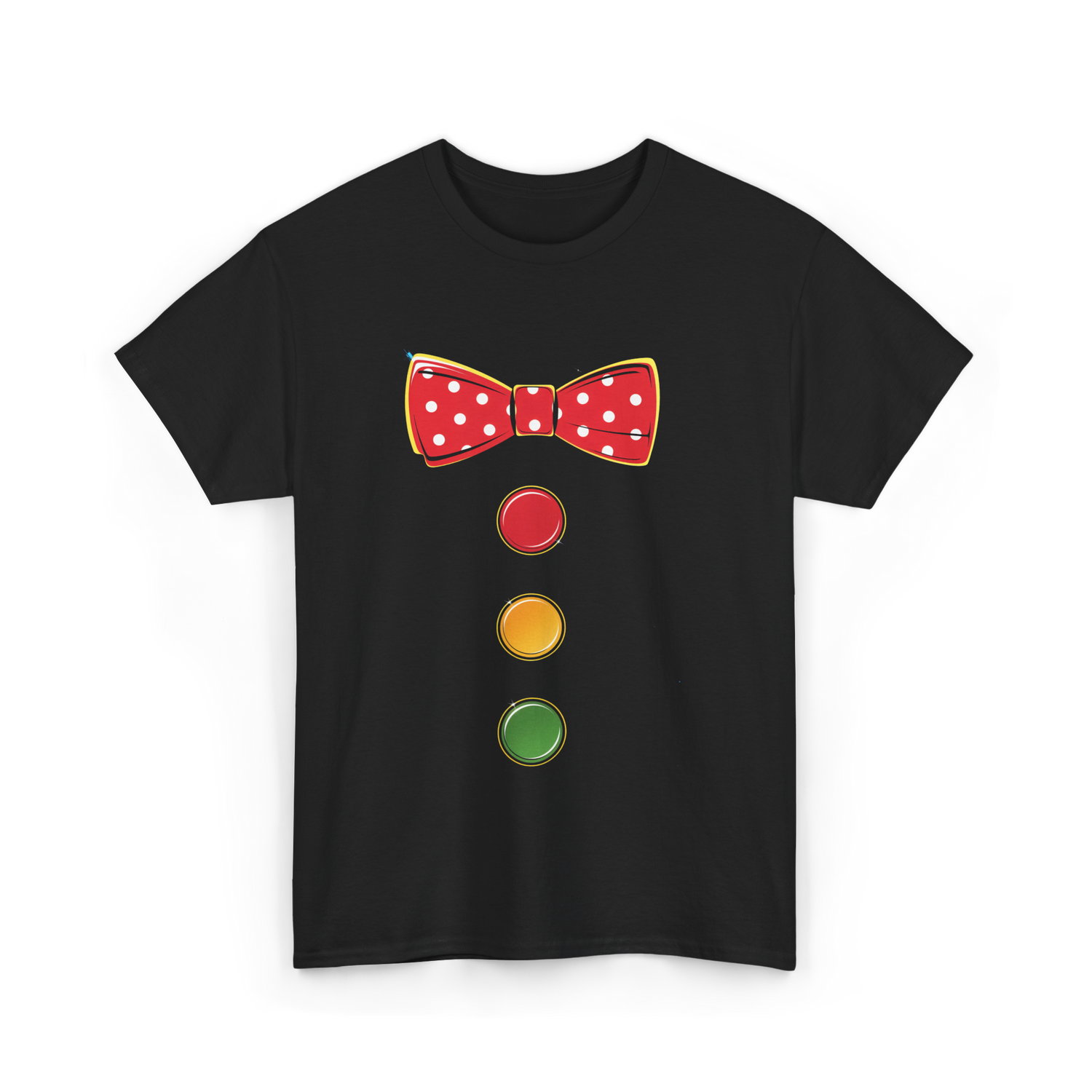 Red Bow Tie Clown Costume T-Shirt - Black