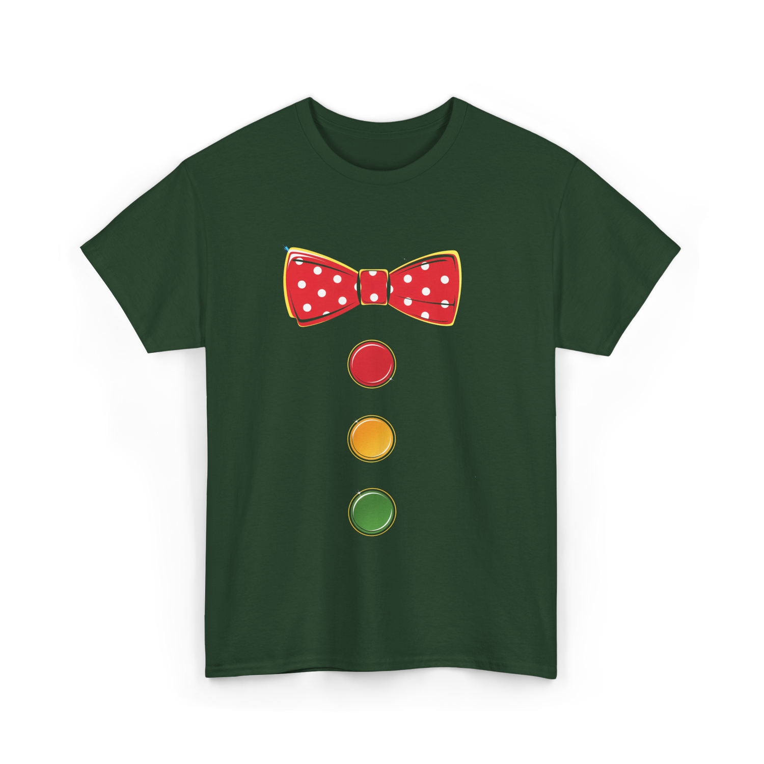 Red Bow Tie Clown Costume T-Shirt - Forest Green