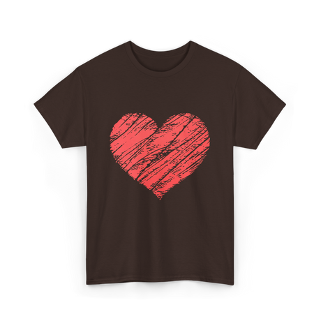 Red Heart Vintage Love T-Shirt - Dark Chocolate