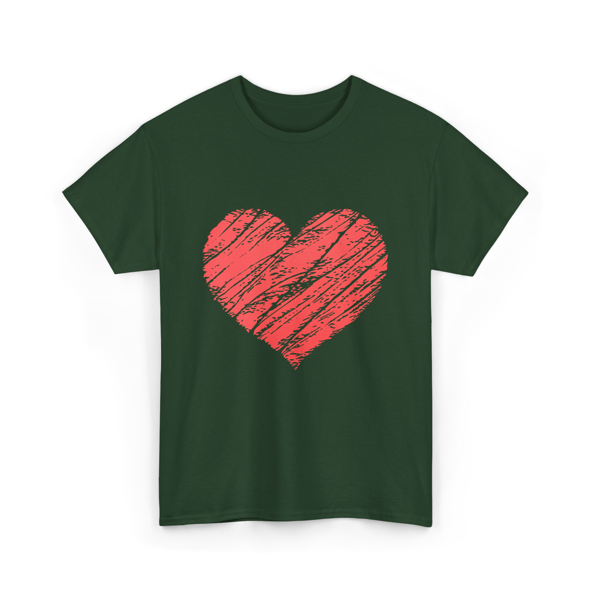 Red Heart Vintage Love T-Shirt - Forest Green