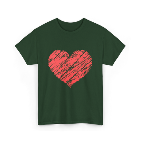 Red Heart Vintage Love T-Shirt - Forest Green