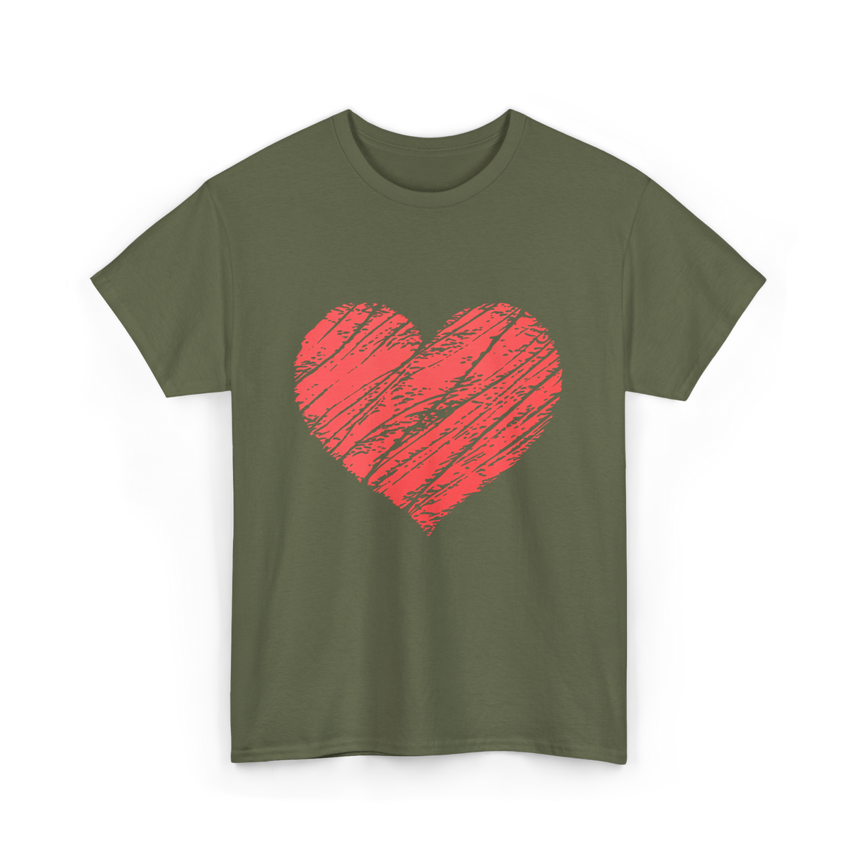 Red Heart Vintage Love T-Shirt - Military Green