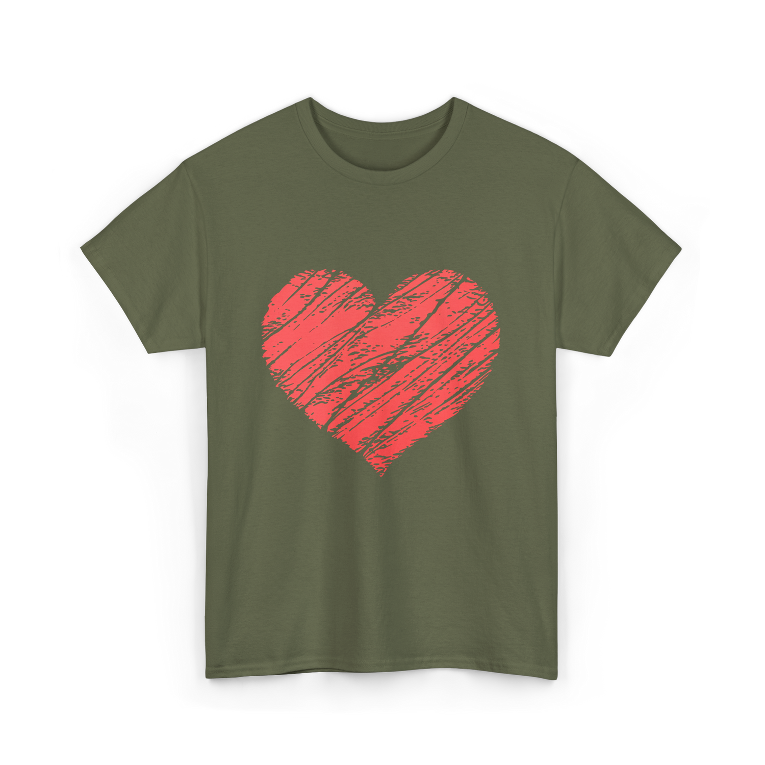 Red Heart Vintage Love T-Shirt - Military Green