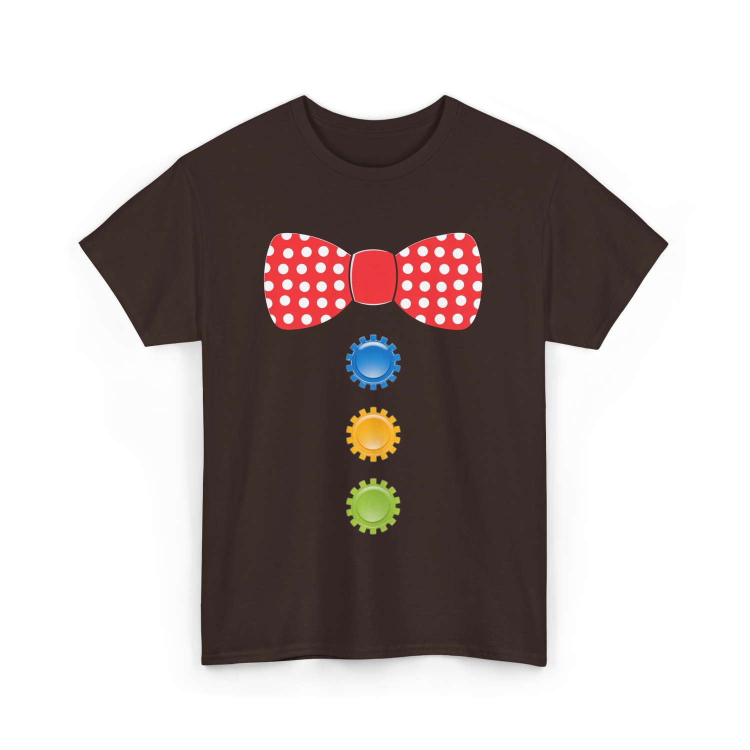 Red Polka Dot Bow Tie Costume T-Shirt - Dark Chocolate