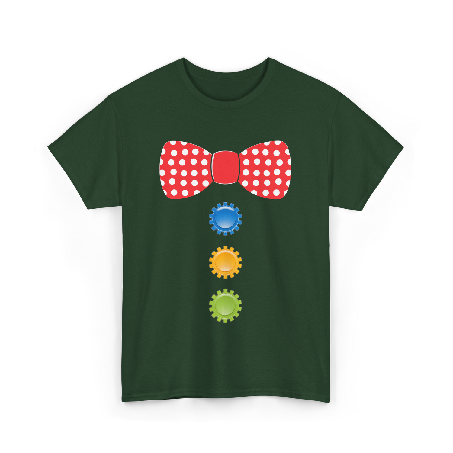 Red Polka Dot Bow Tie Costume T-Shirt - Forest Green
