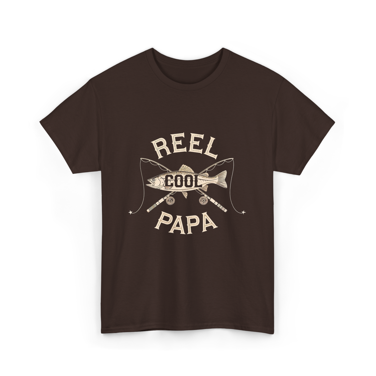 Reel Cool Papa Fishing T-Shirt - Dark Chocolate