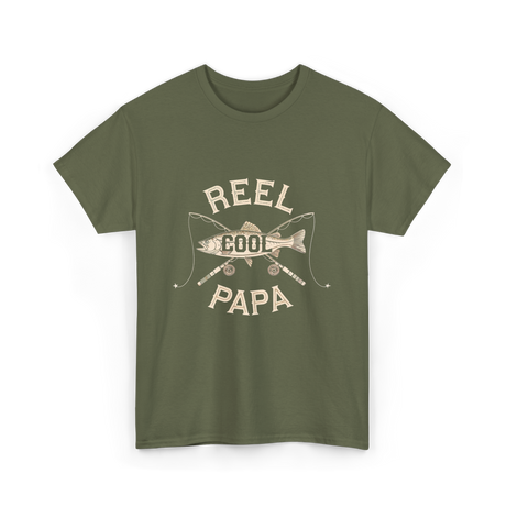 Reel Cool Papa Fishing T-Shirt - Military Green