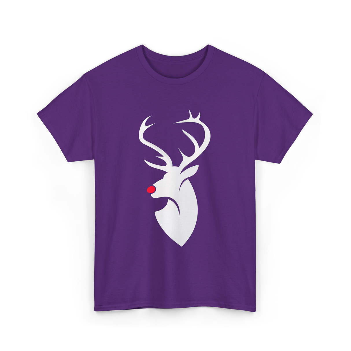 Reindeer Head Rudolph Christmas T-Shirt - Purple