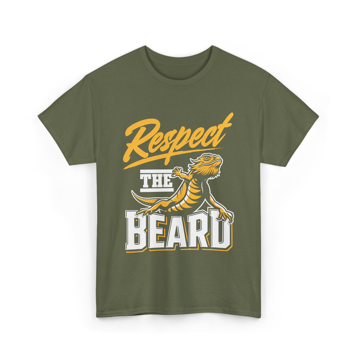 Respect The Beard Bearded Dragon T-Shirt - Military Green
