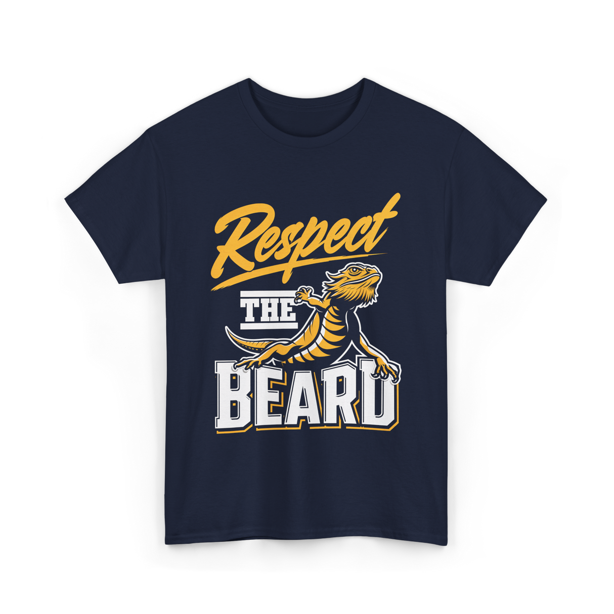 Respect The Beard Bearded Dragon T-Shirt - Navy