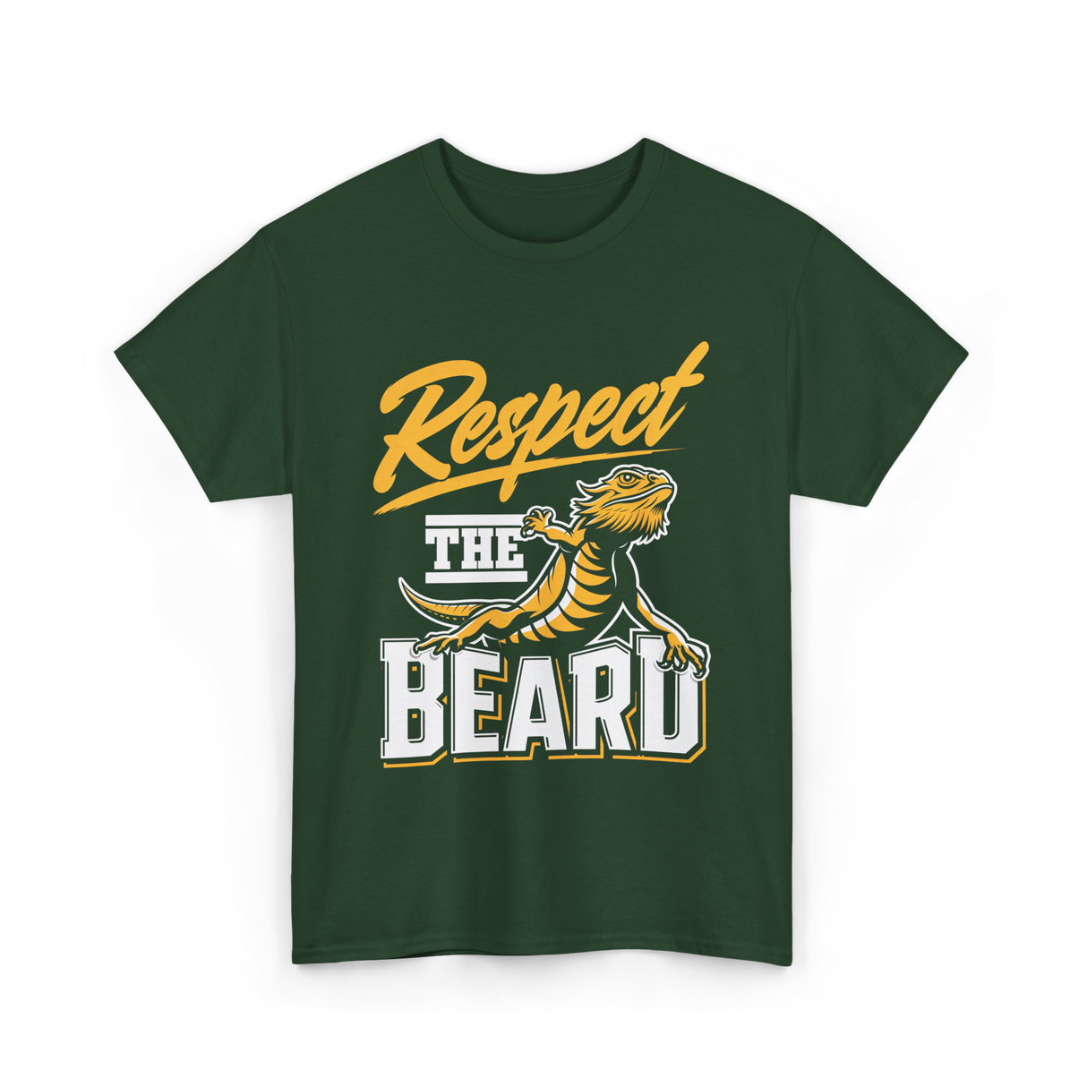 Respect The Beard Bearded Dragon T-Shirt - Forest Green