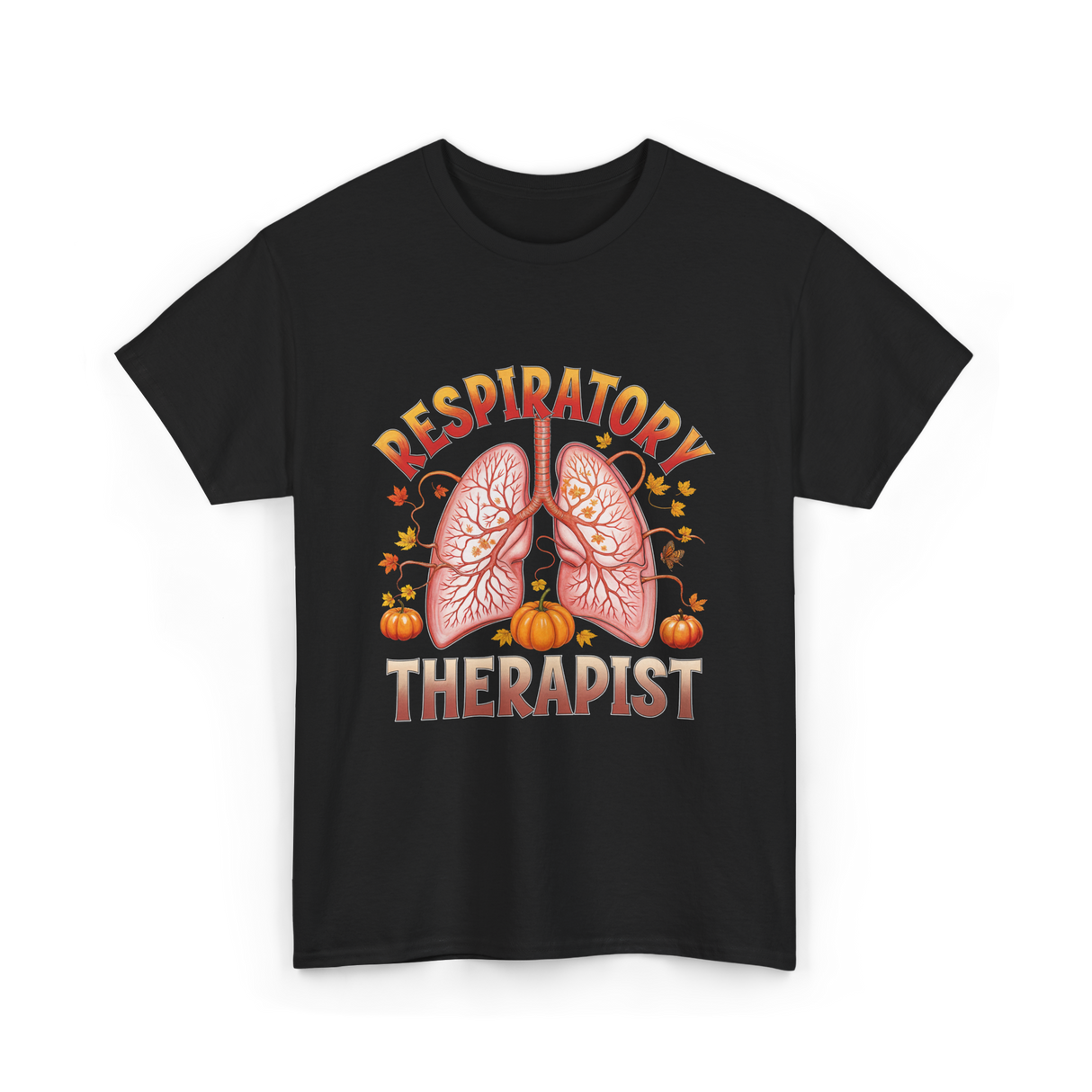 Respiratory Therapist Lung Fall T-Shirt - Black