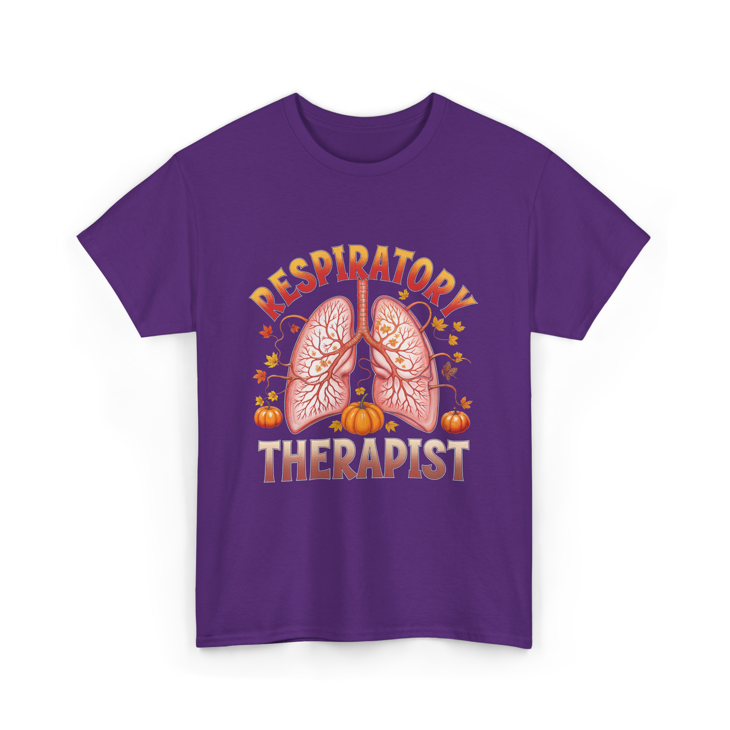 Respiratory Therapist Lung Fall T-Shirt - Purple