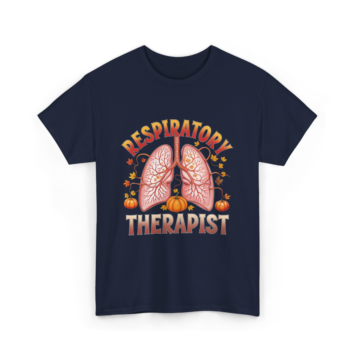 Respiratory Therapist Lung Fall T-Shirt - Navy