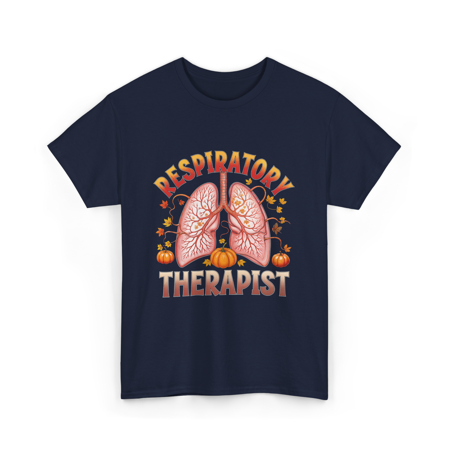 Respiratory Therapist Lung Fall T-Shirt - Navy