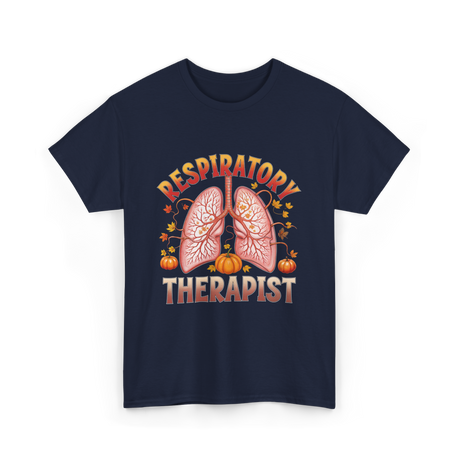Respiratory Therapist Lung Fall T-Shirt - Navy