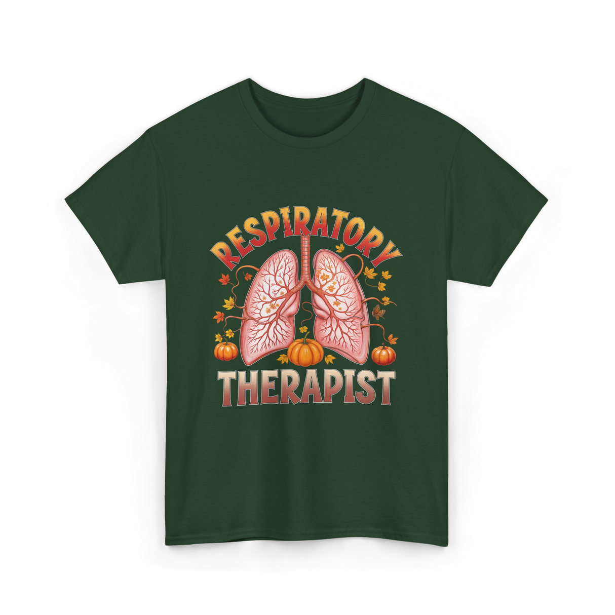 Respiratory Therapist Lung Fall T-Shirt - Forest Green