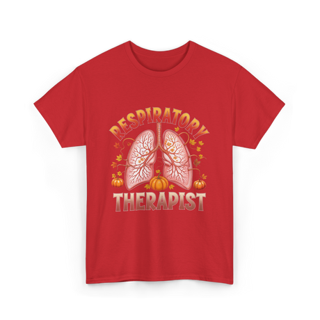 Respiratory Therapist Lung Fall T-Shirt - Red