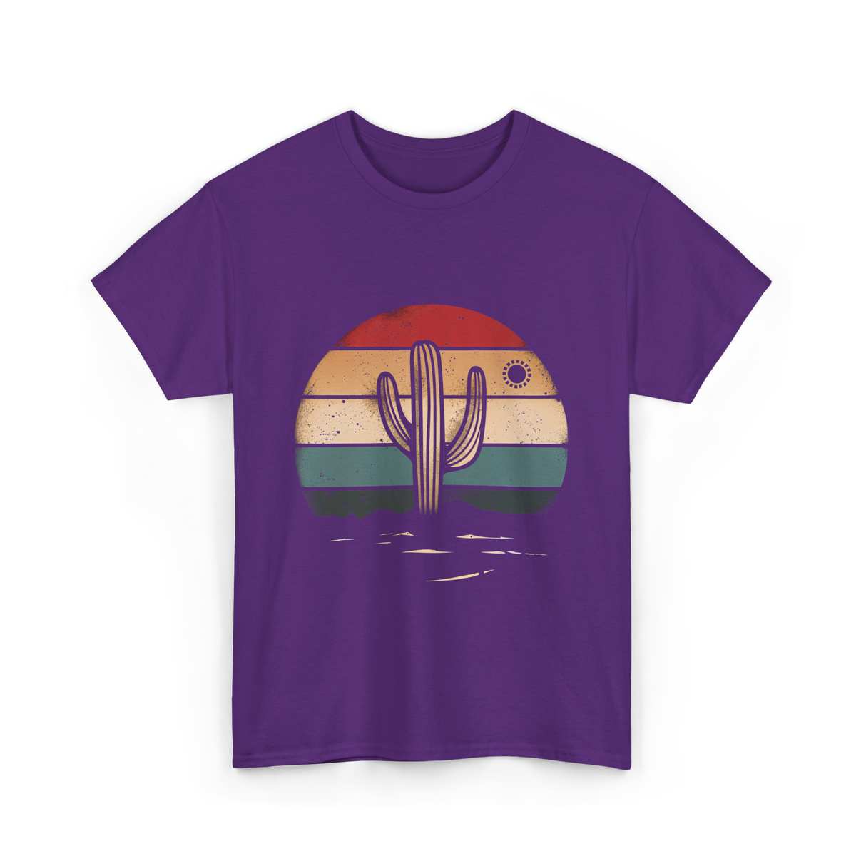 Retro Cactus Sunset Cactus T-Shirt - Purple