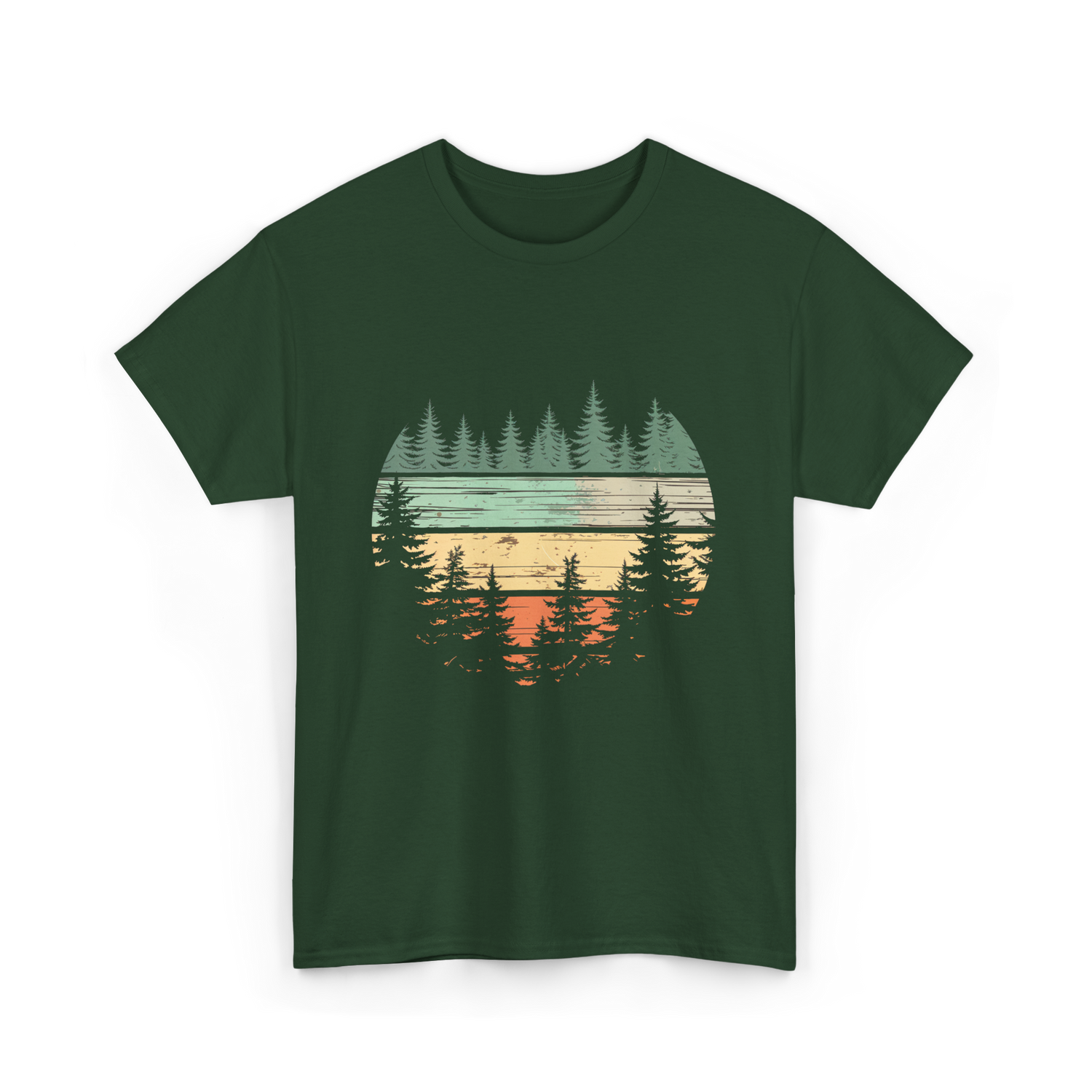 Retro Forest Nature Outdoors T-Shirt - Forest Green
