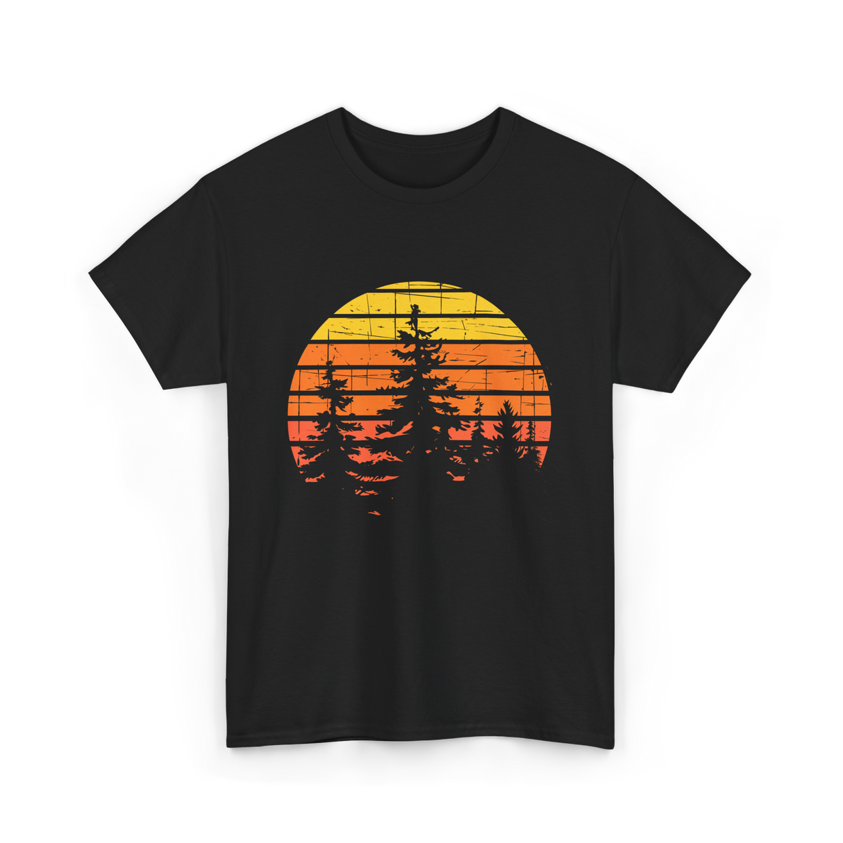 Retro Forest Trees Hiking Nature T-Shirt - Black