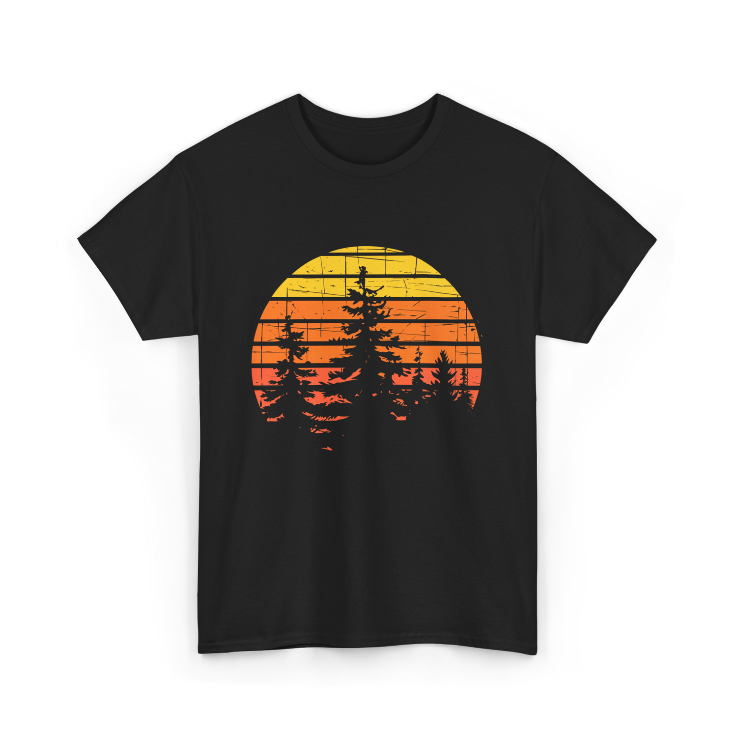 Retro Forest Trees Hiking Nature T-Shirt - Black