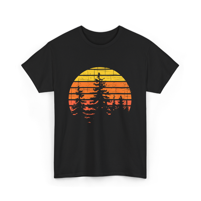 Retro Forest Trees Hiking Nature T-Shirt - Black