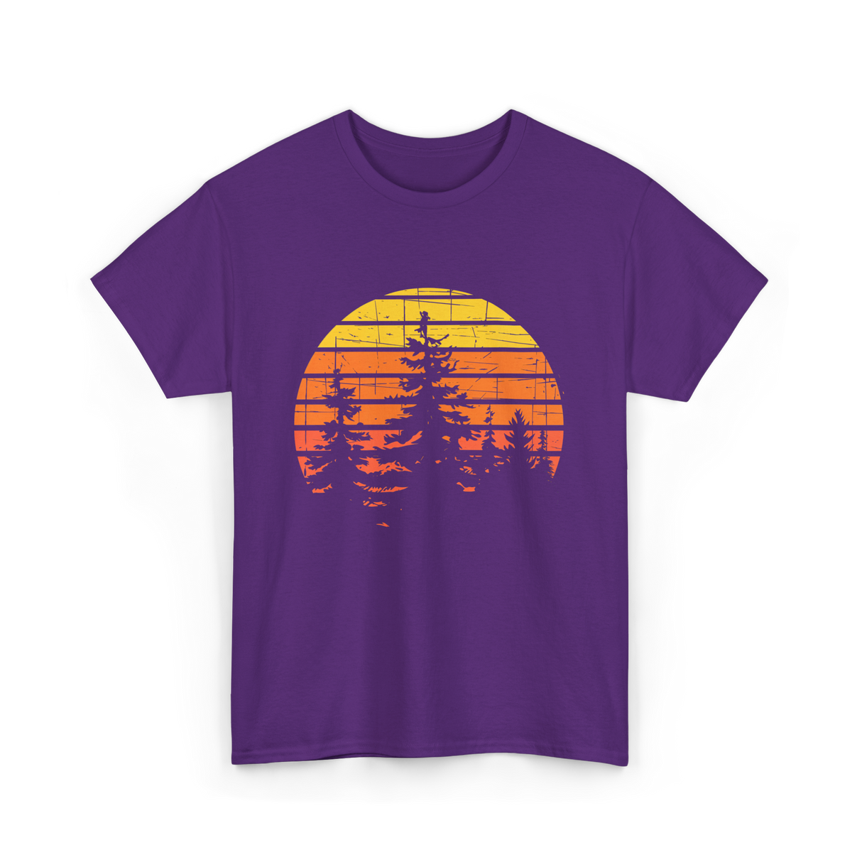 Retro Forest Trees Hiking Nature T-Shirt - Purple