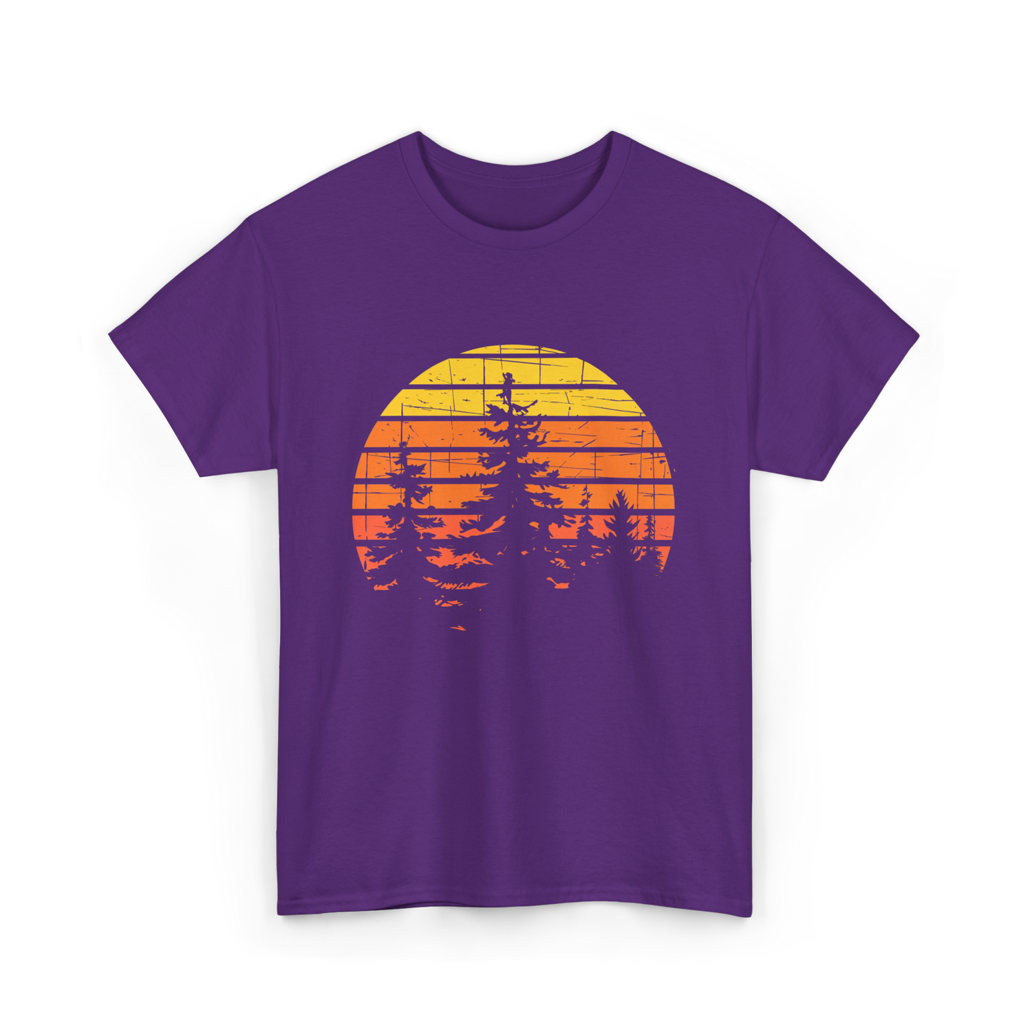 Retro Forest Trees Hiking Nature T-Shirt - Purple
