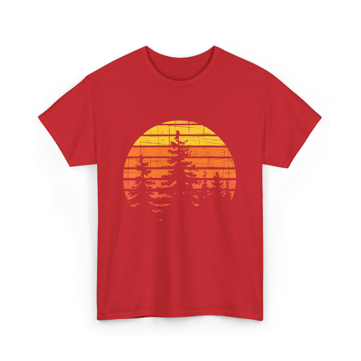 Retro Forest Trees Hiking Nature T-Shirt - Red
