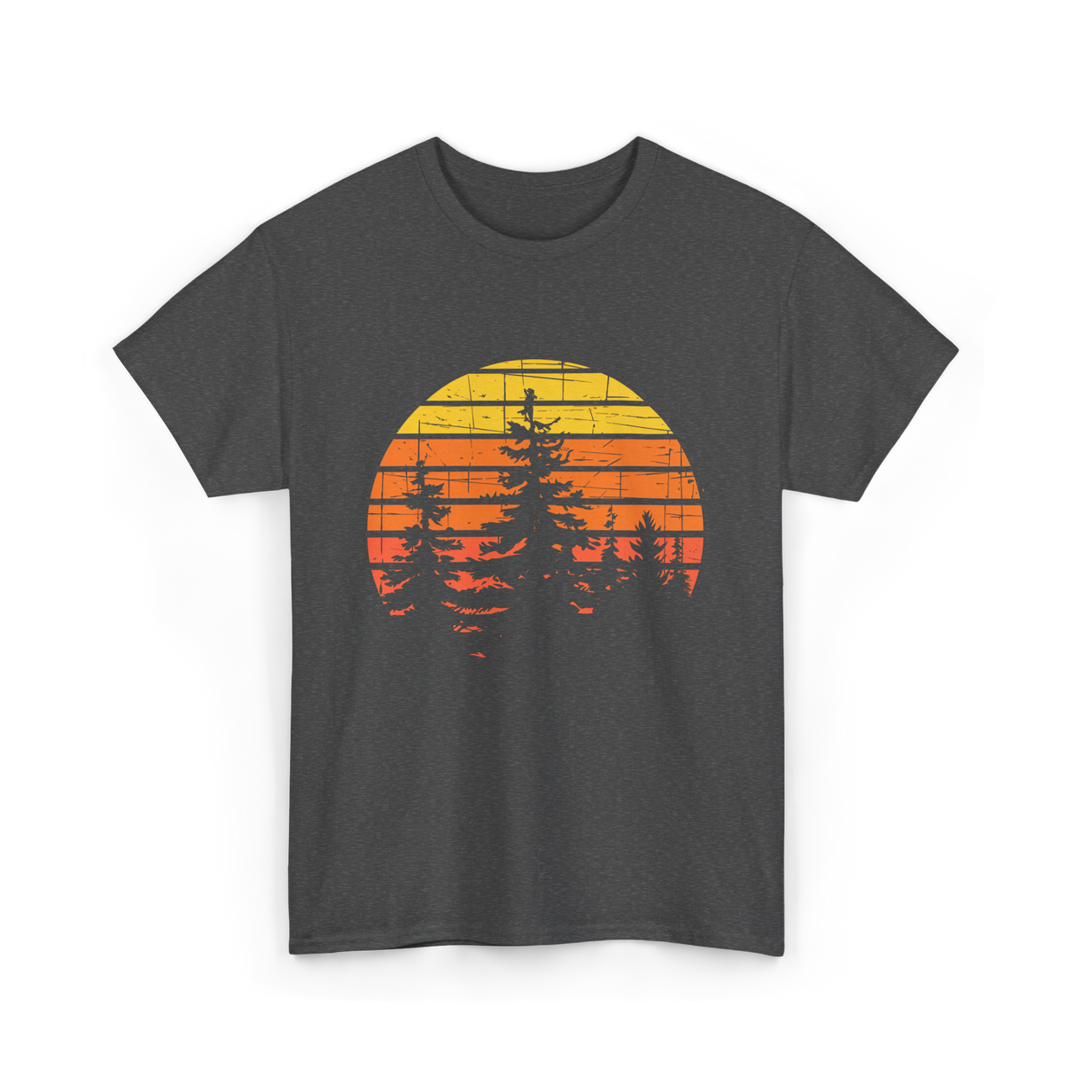 Retro Forest Trees Hiking Nature T-Shirt - Dark Heather