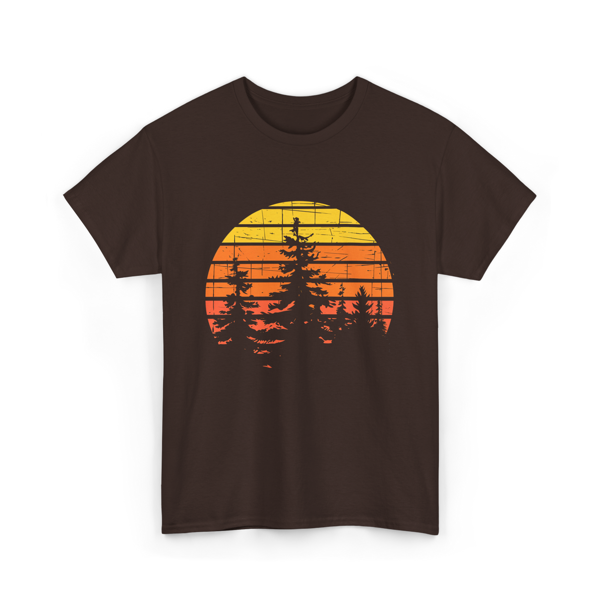 Retro Forest Trees Hiking Nature T-Shirt - Dark Chocolate