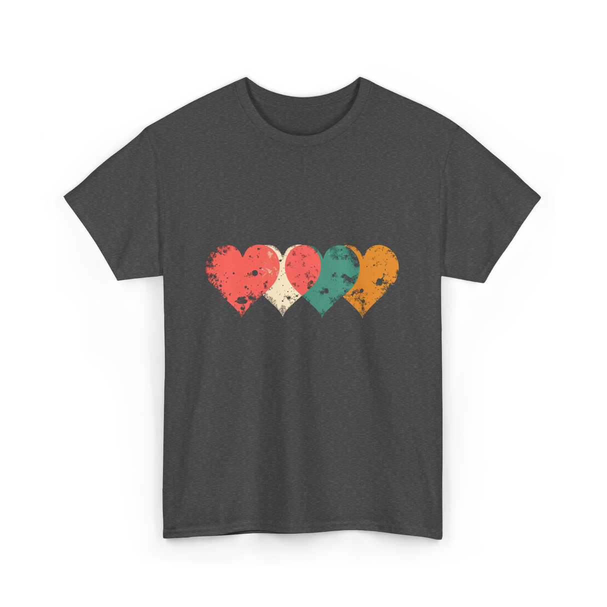 Retro Hearts T-Shirt - Dark Heather