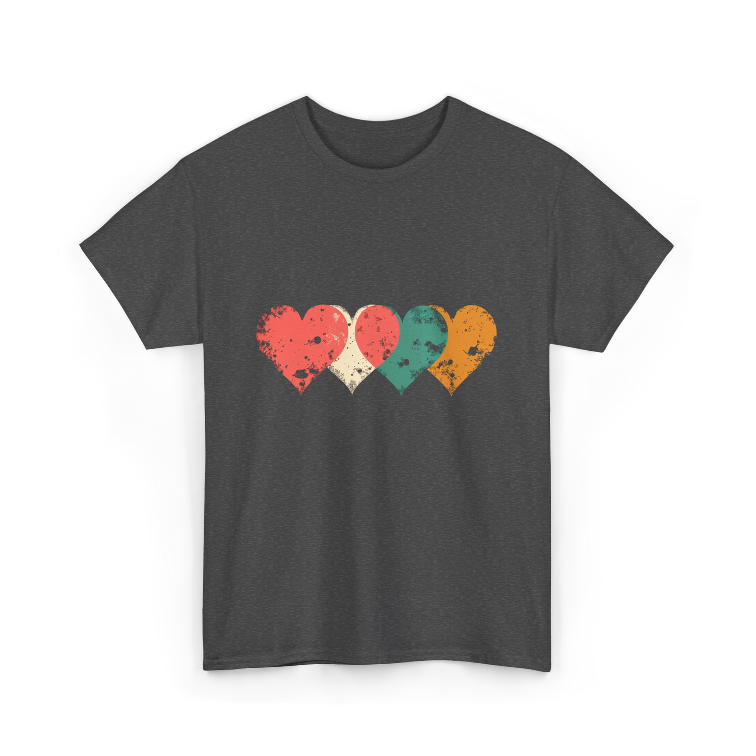 Retro Hearts T-Shirt - Dark Heather