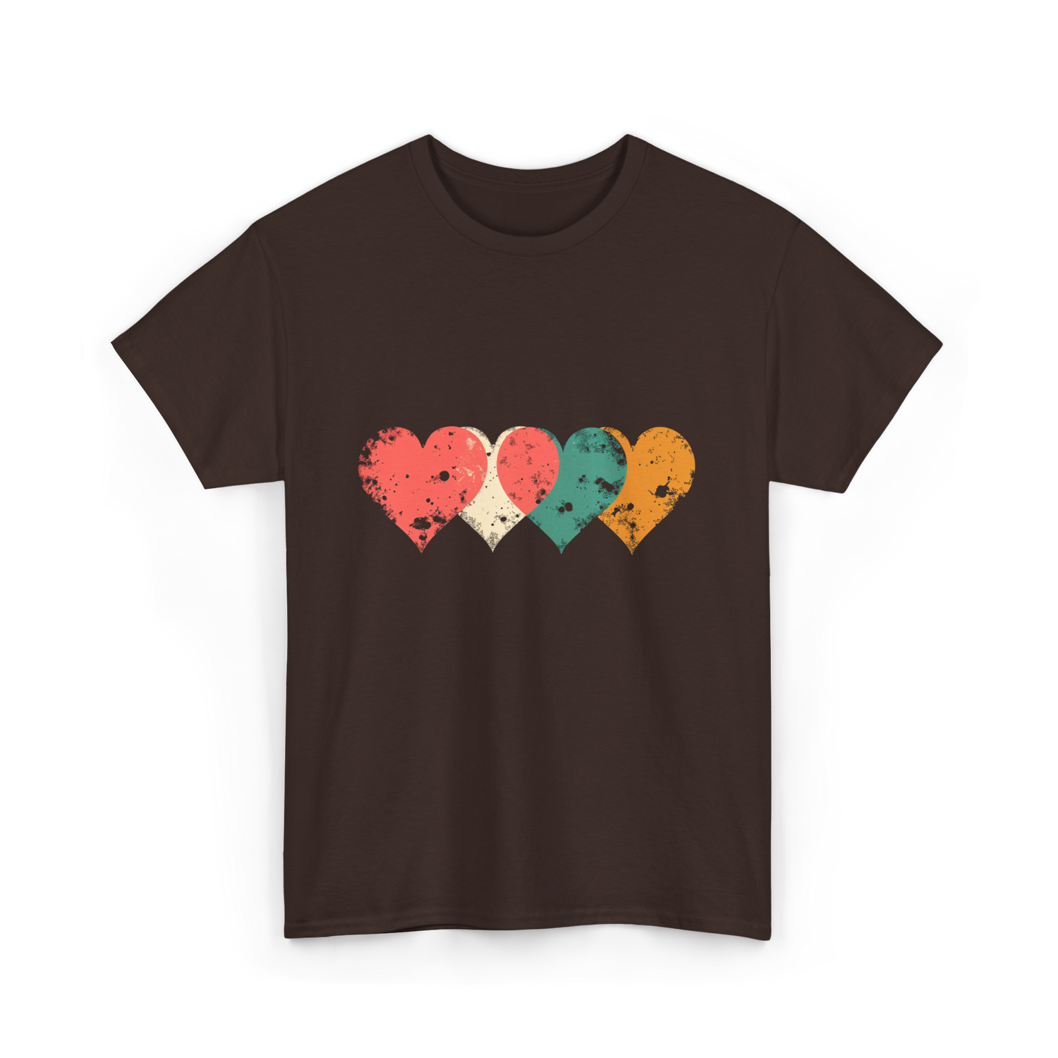Retro Hearts T-Shirt - Dark Chocolate