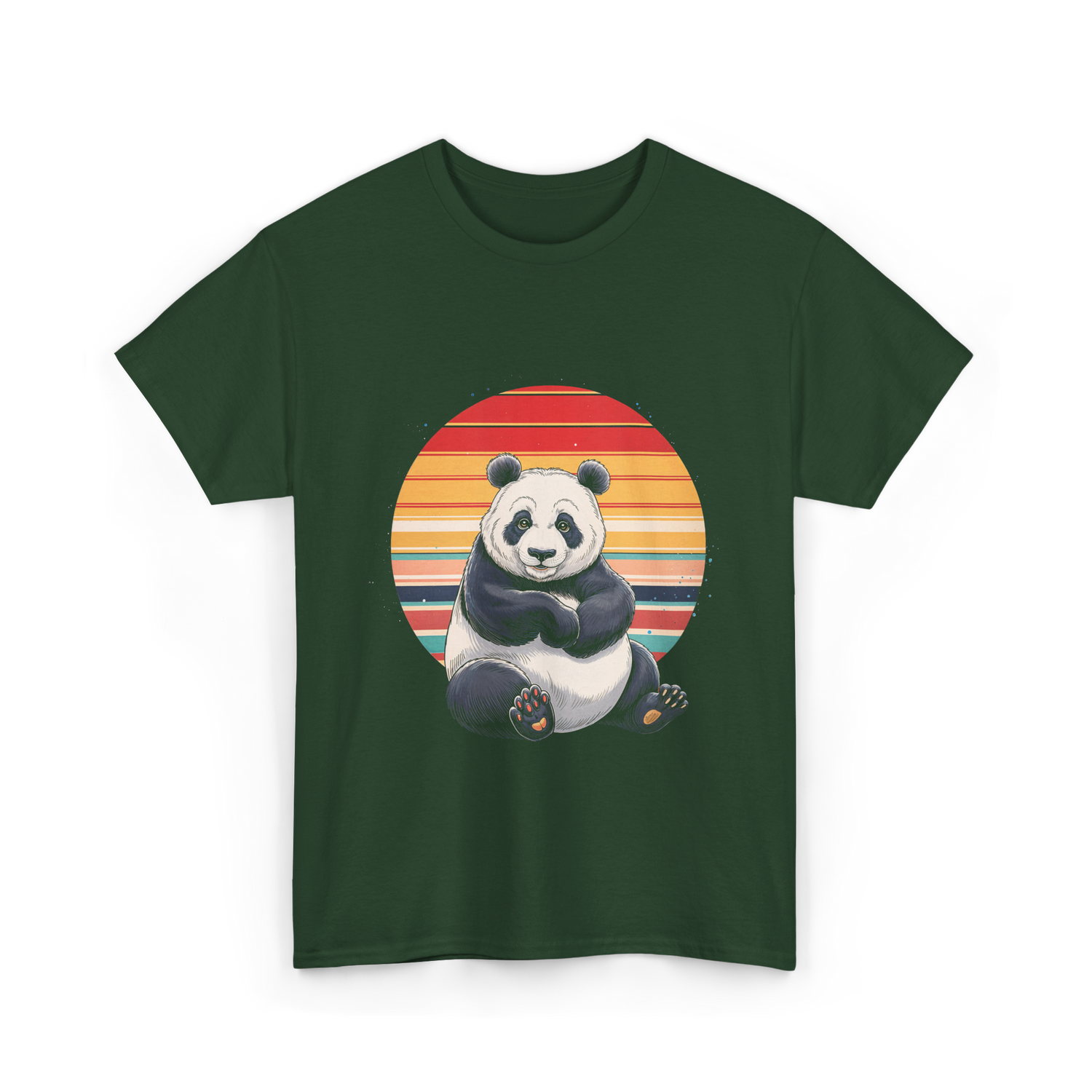 Retro Panda Kawaii Panda T-Shirt - Forest Green