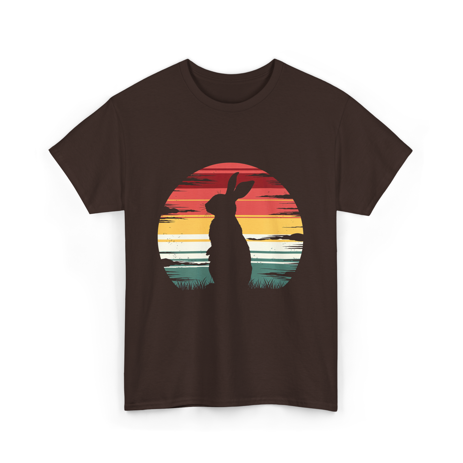 Retro Rabbit Artwork Bunny Lover T-Shirt - Dark Chocolate