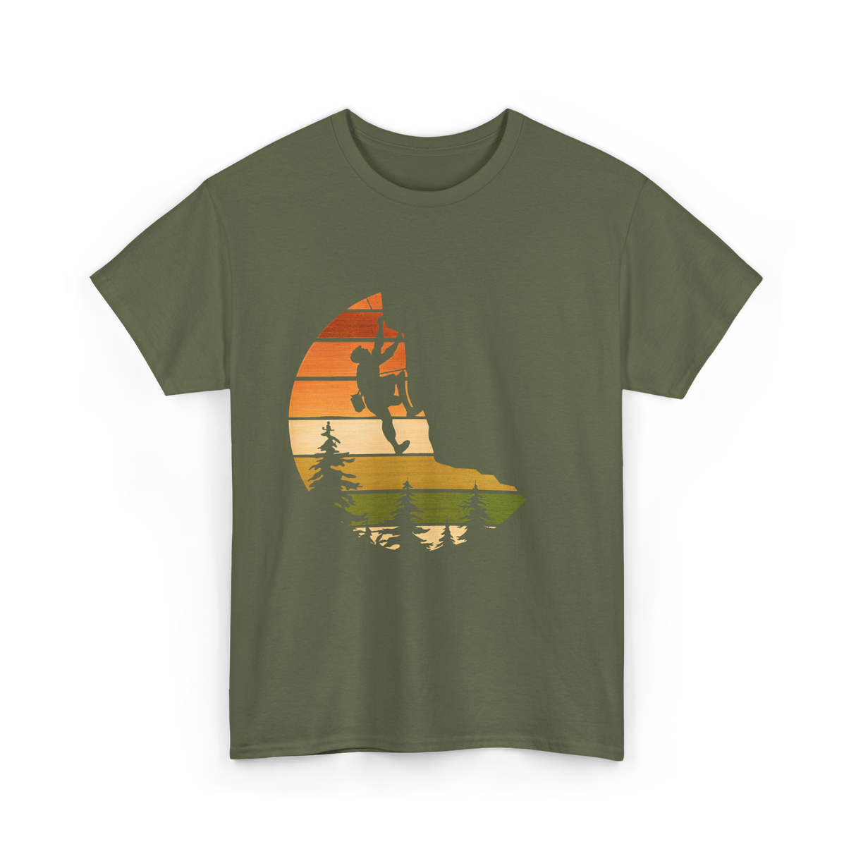 Retro Rock Climbing Climber T-Shirt - Military Green