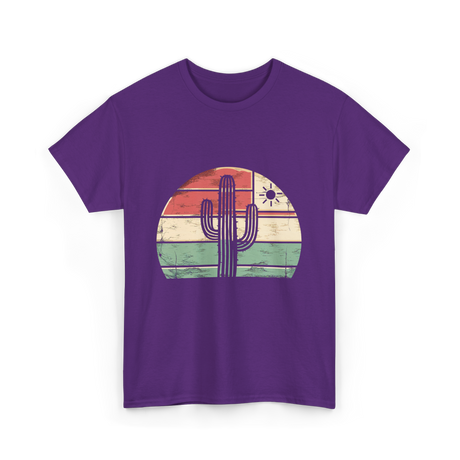 Retro Saguaro Cactus Sunset Cactus T-Shirt - Purple