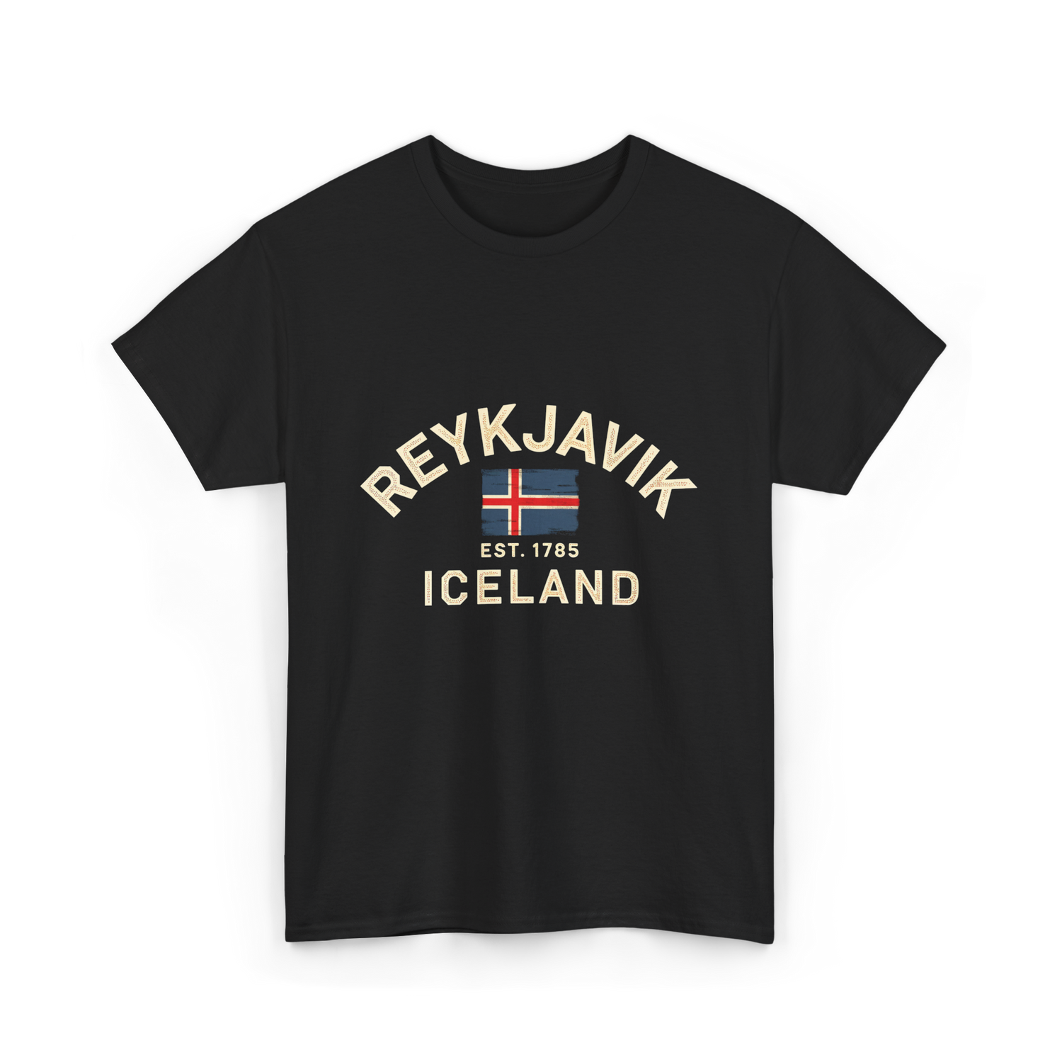Reykjavik Iceland History Flag T-Shirt - Black