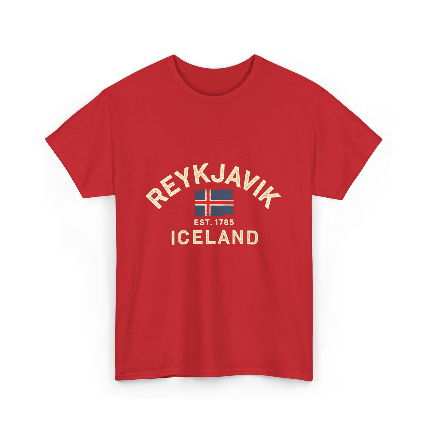 Reykjavik Iceland History Flag T-Shirt - Red