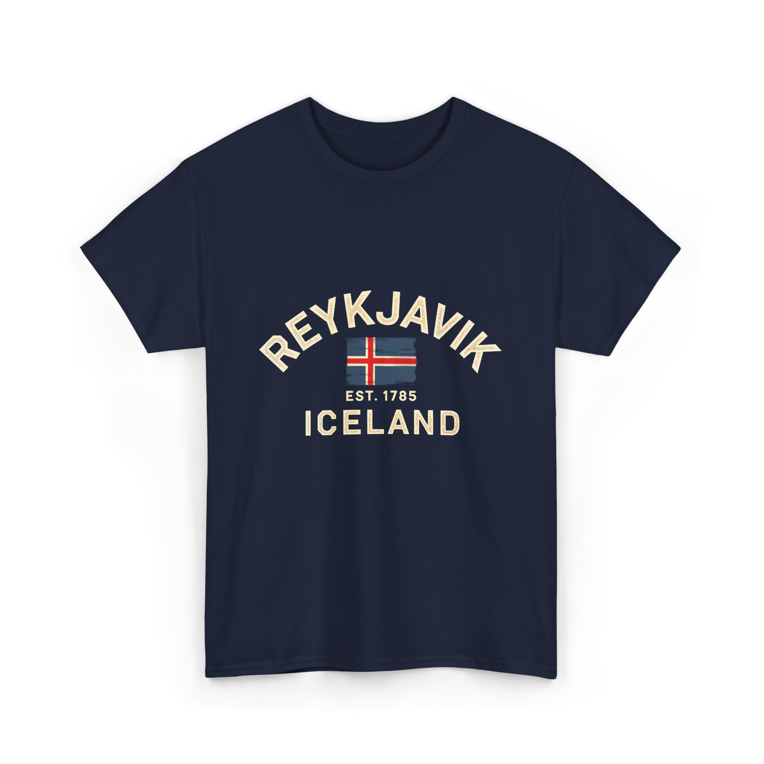 Reykjavik Iceland History Flag T-Shirt - Navy