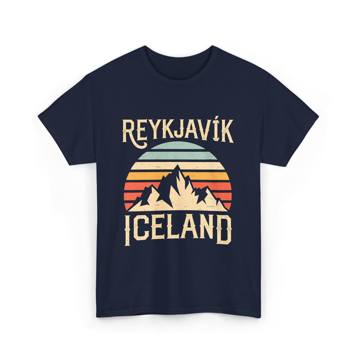 Reykjavík Iceland Mountains Travel T-Shirt - Navy