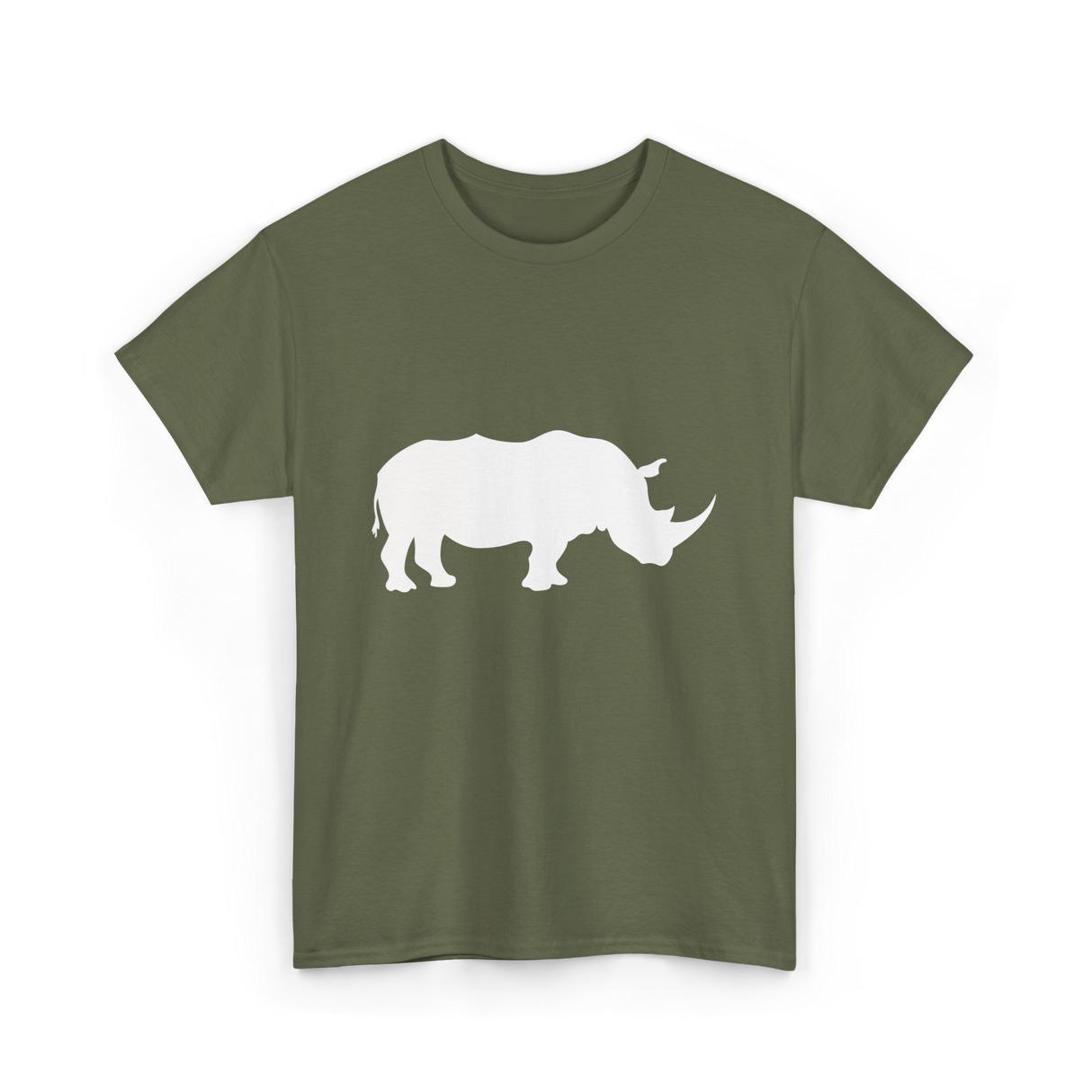 Rhino Silhouette Wildlife Conservation T-Shirt - Military Green