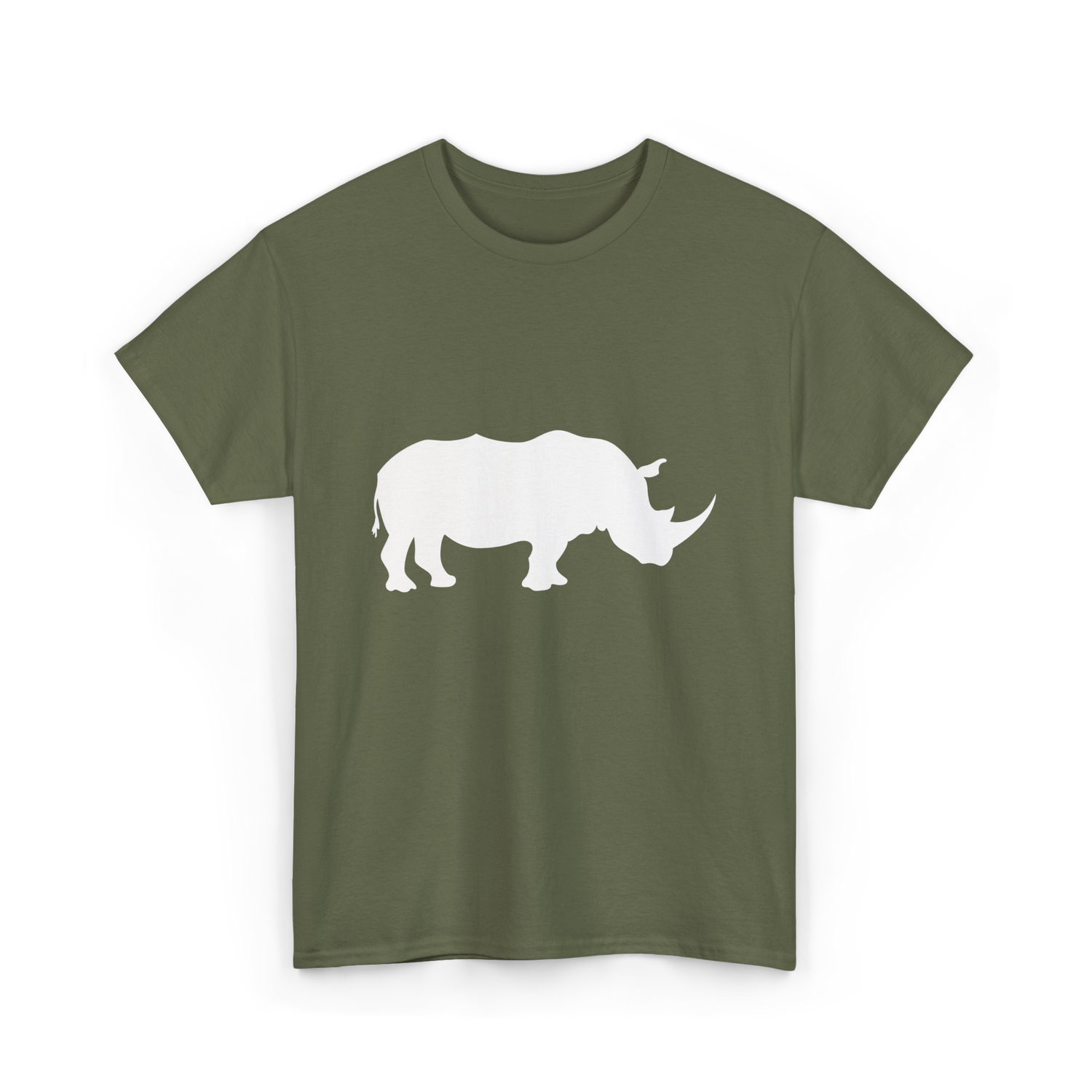 Rhino Silhouette Wildlife Conservation T-Shirt - Military Green