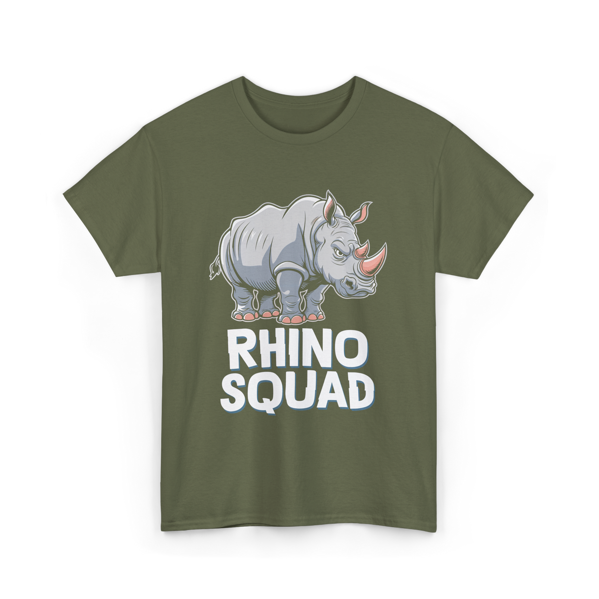 Rhino Squad Rhinoceros Wildlife T-Shirt - Military Green