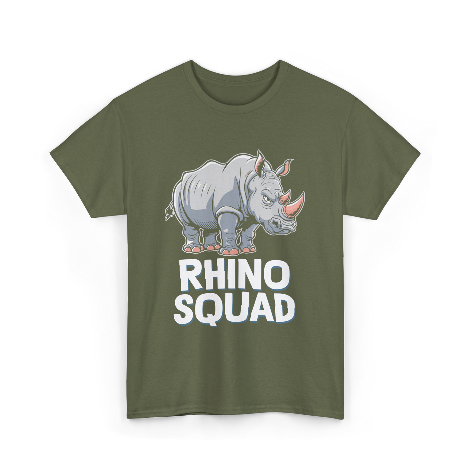 Rhino Squad Rhinoceros Wildlife T-Shirt - Military Green