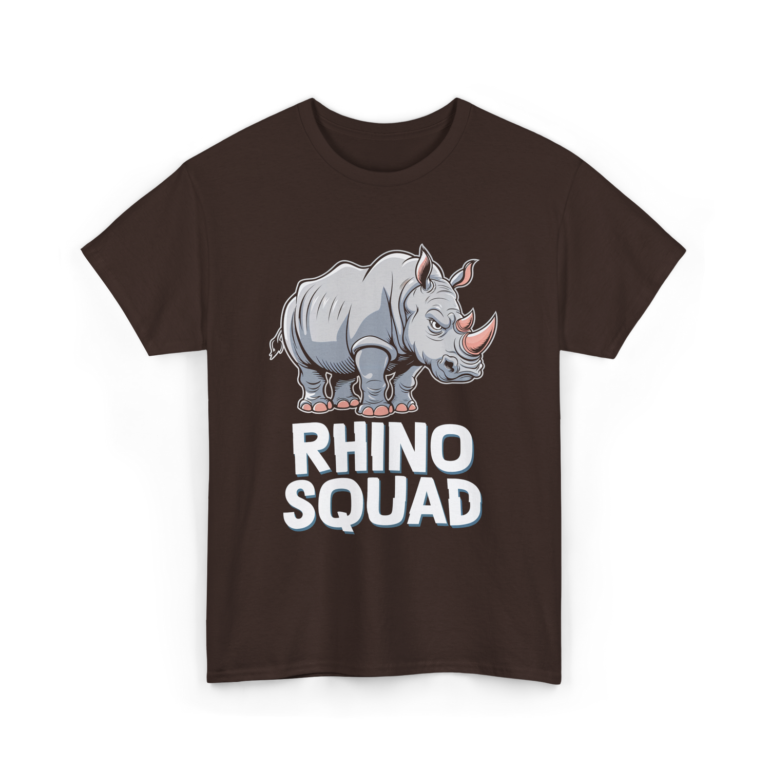 Rhino Squad Rhinoceros Wildlife T-Shirt - Dark Chocolate